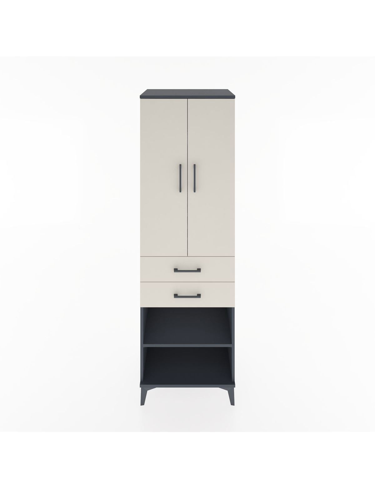 Hyperion Dolap 4 Raflı 2 Çekmeceli 2 Kapaklı 60x44x195 Antrasit-Aytaşı