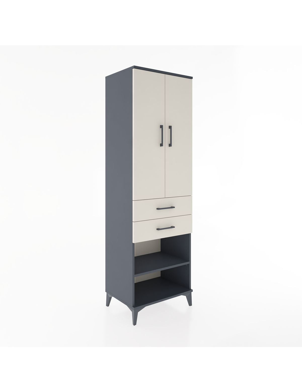 Hyperion Dolap 4 Raflı 2 Çekmeceli 2 Kapaklı 60x44x195 Antrasit-Aytaşı