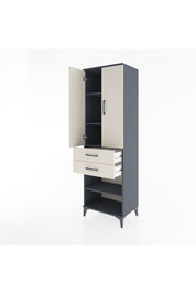 Hyperion Dolap 4 Raflı 2 Çekmeceli 2 Kapaklı 60x44x195 Antrasit-Aytaşı