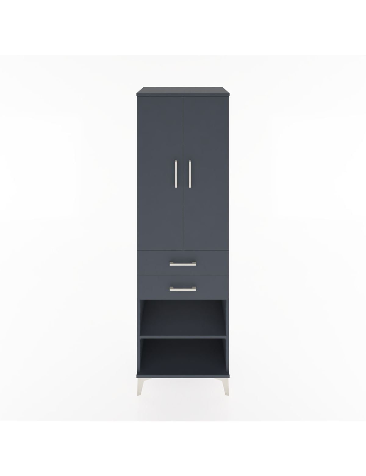 Hyperion Dolap 4 Raflı 2 Çekmeceli 2 Kapaklı 60x44x195 Antrasit-Antrasit