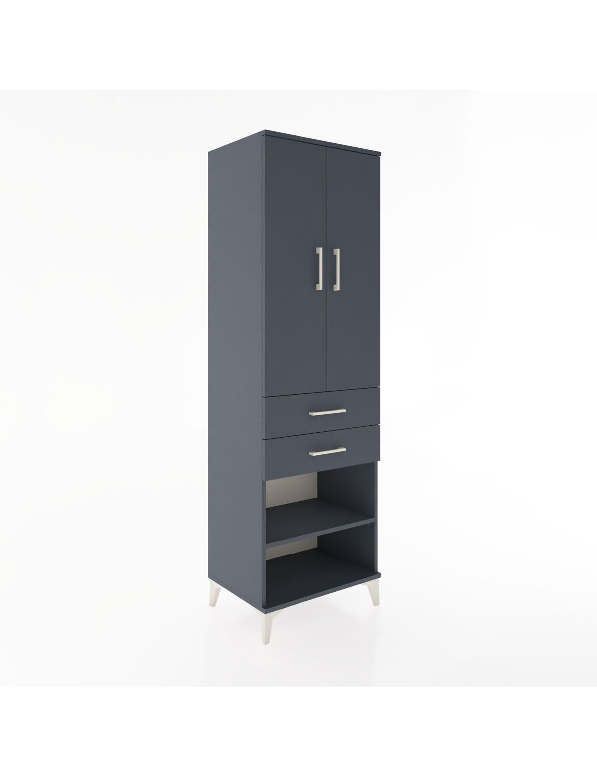 Hyperion Dolap 4 Raflı 2 Çekmeceli 2 Kapaklı 60x44x195 Antrasit-Antrasit