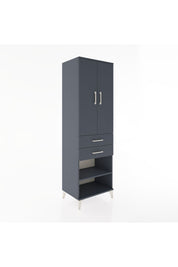 Hyperion Dolap 4 Raflı 2 Çekmeceli 2 Kapaklı 60x44x195 Antrasit-Antrasit