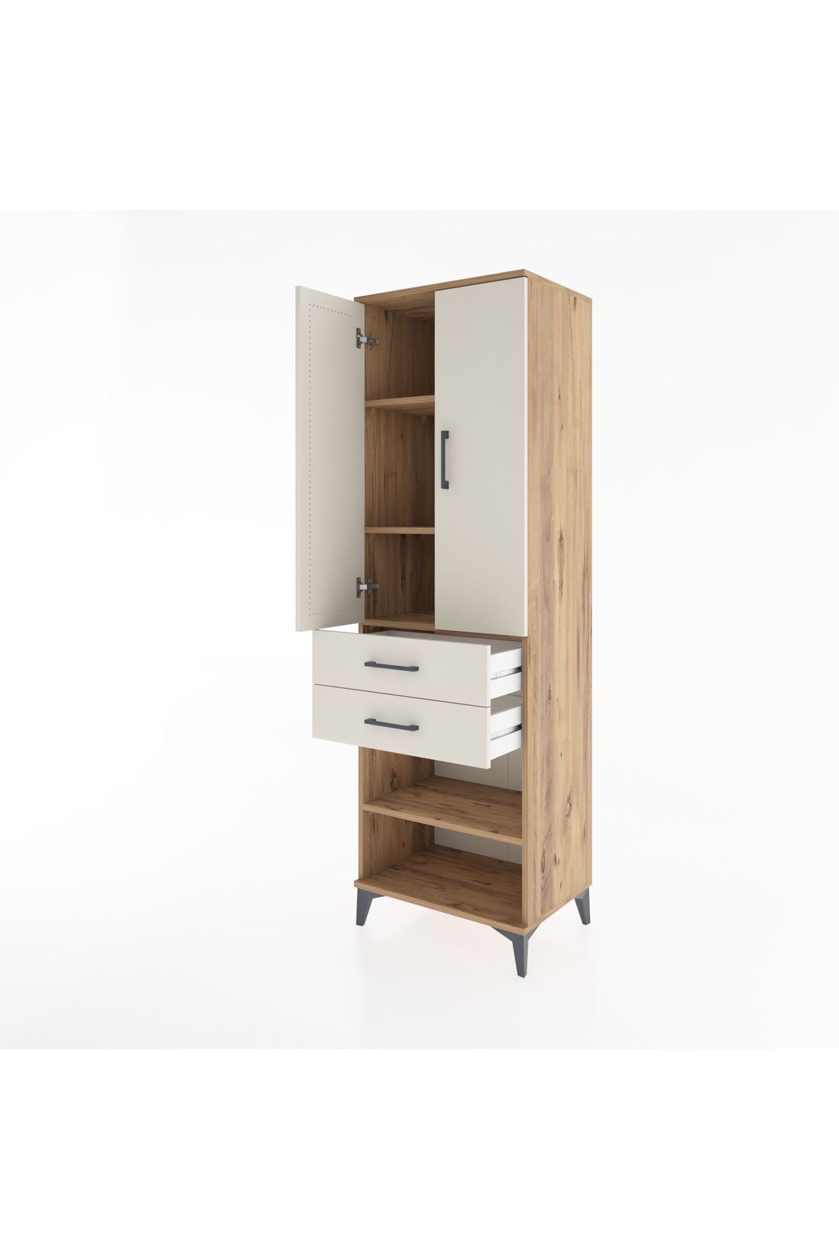 Hyperion Dolap 4 Raflı 2 Çekmeceli 2 Kapaklı 60x44x195 Çam-Aytaşı