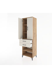 Hyperion Dolap 4 Raflı 2 Çekmeceli 2 Kapaklı 60x44x195 Çam-Aytaşı