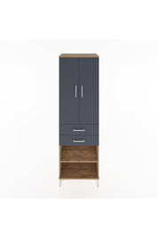 Hyperion Dolap 4 Raflı 2 Çekmeceli 2 Kapaklı 60x44x195 Çam-Antrasit