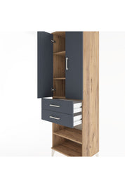 Hyperion Dolap 4 Raflı 2 Çekmeceli 2 Kapaklı 60x44x195 Çam-Antrasit