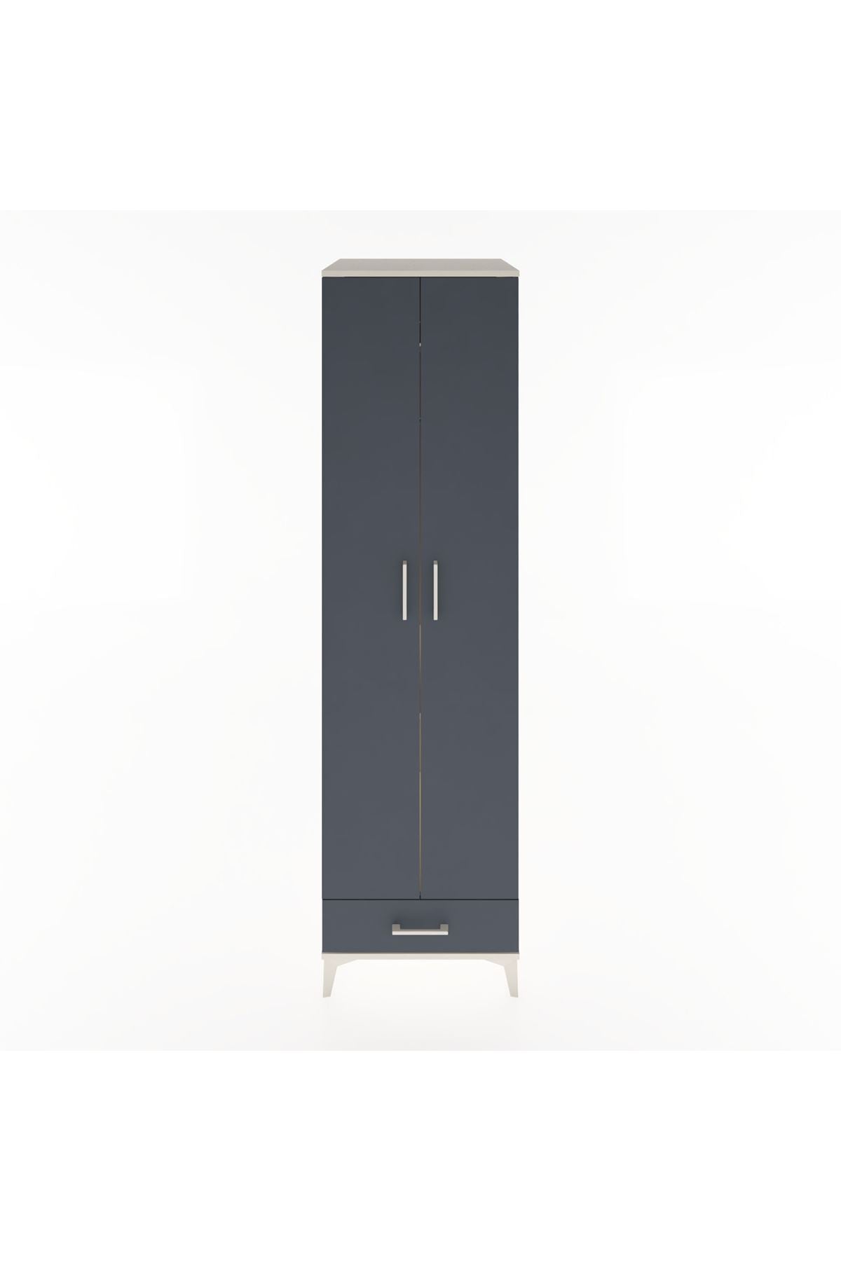 Hyperion Dolap 3 Raflı Tek Çekmeceli Tek Askılı 60x44x195 Aytaşı-Antrasit
