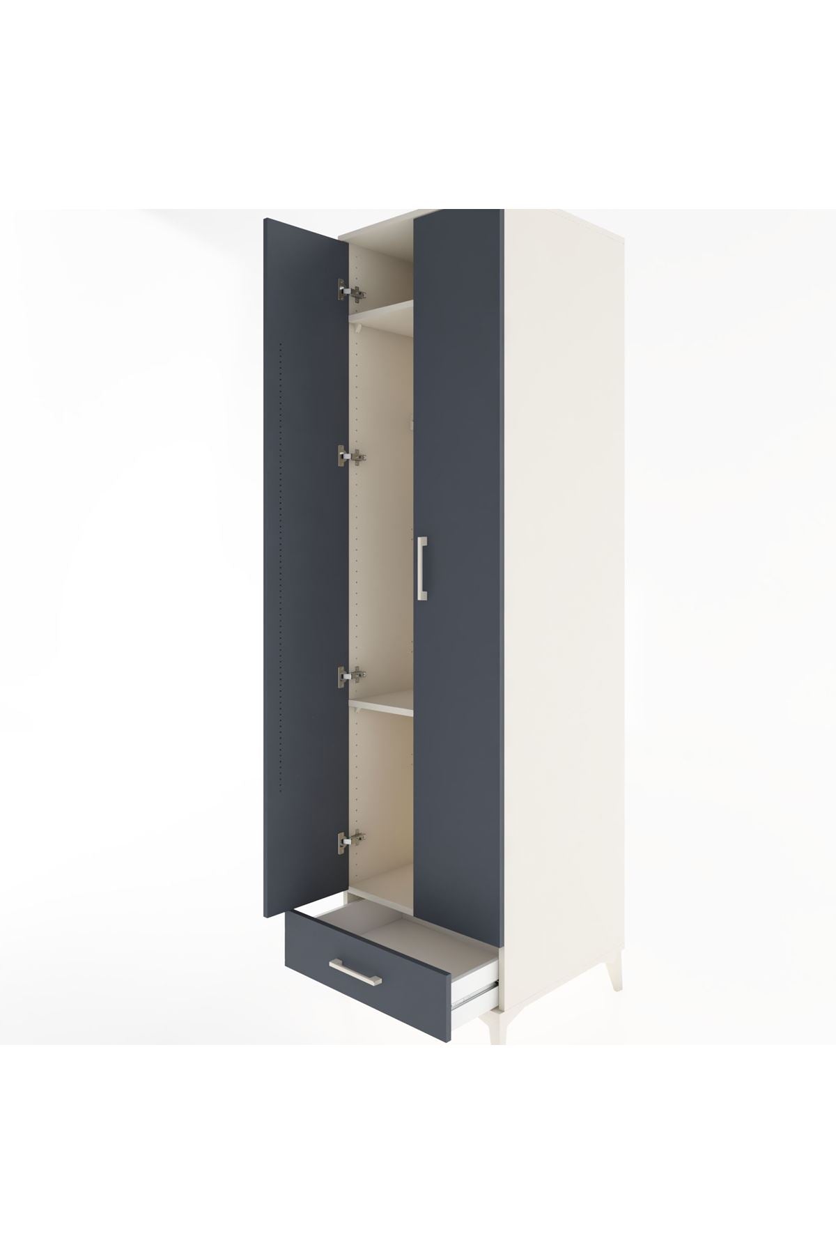 Hyperion Dolap 3 Raflı Tek Çekmeceli Tek Askılı 60x44x195 Aytaşı-Antrasit