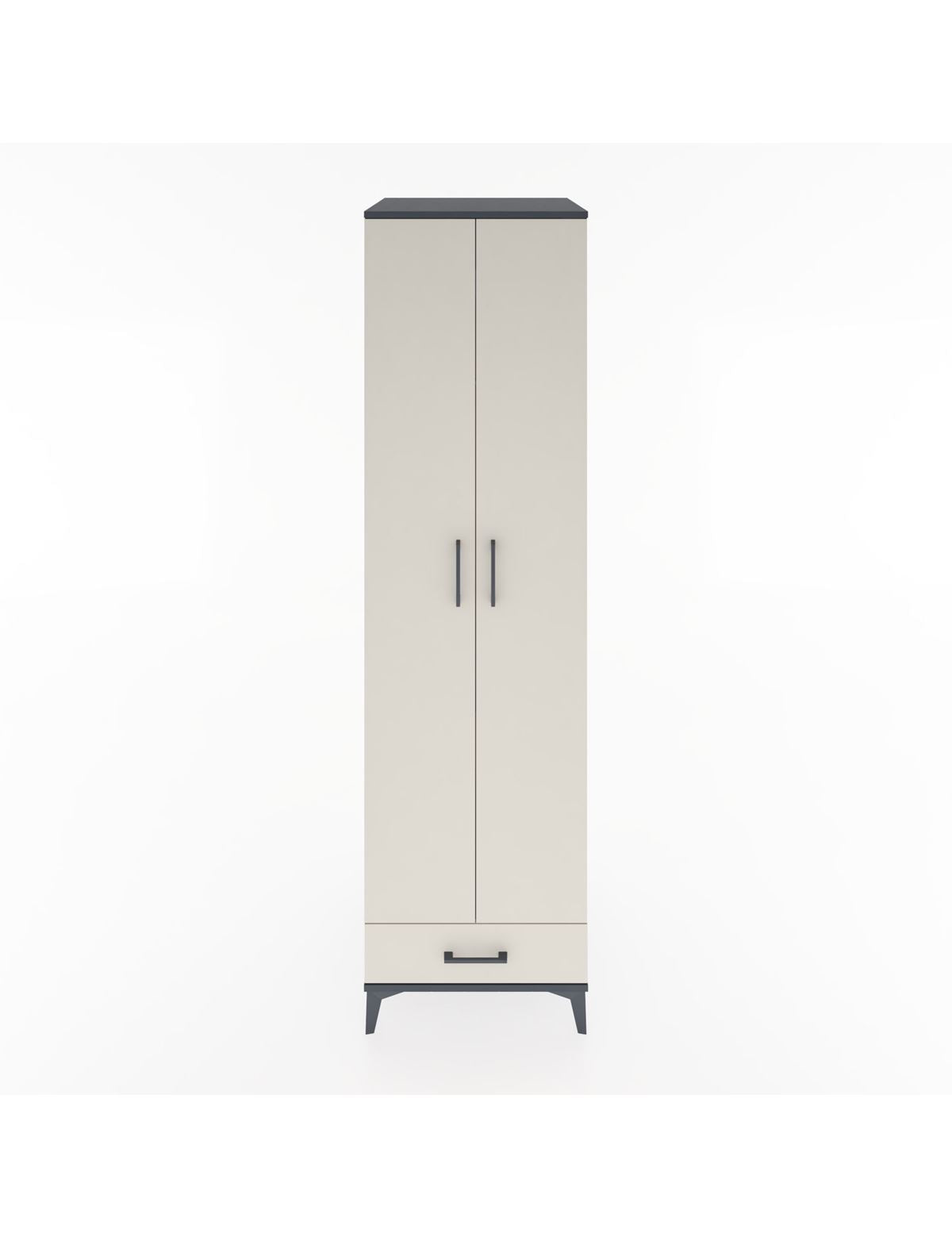 Hyperion Dolap 3 Raflı Tek Çekmeceli Tek Askılı 60x44x195 Antrasit-Aytaşı