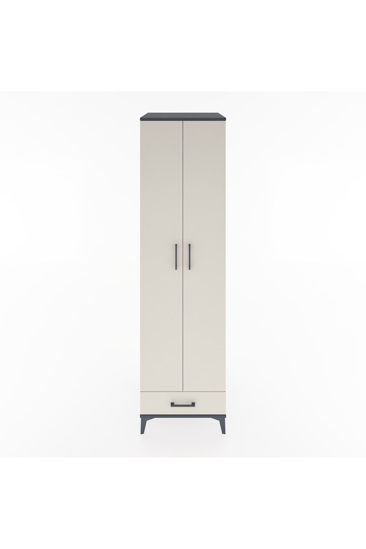 Hyperion Dolap 3 Raflı Tek Çekmeceli Tek Askılı 60x44x195 Antrasit-Aytaşı