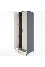 Hyperion Dolap 3 Raflı Tek Çekmeceli Tek Askılı 60x44x195 Antrasit-Aytaşı