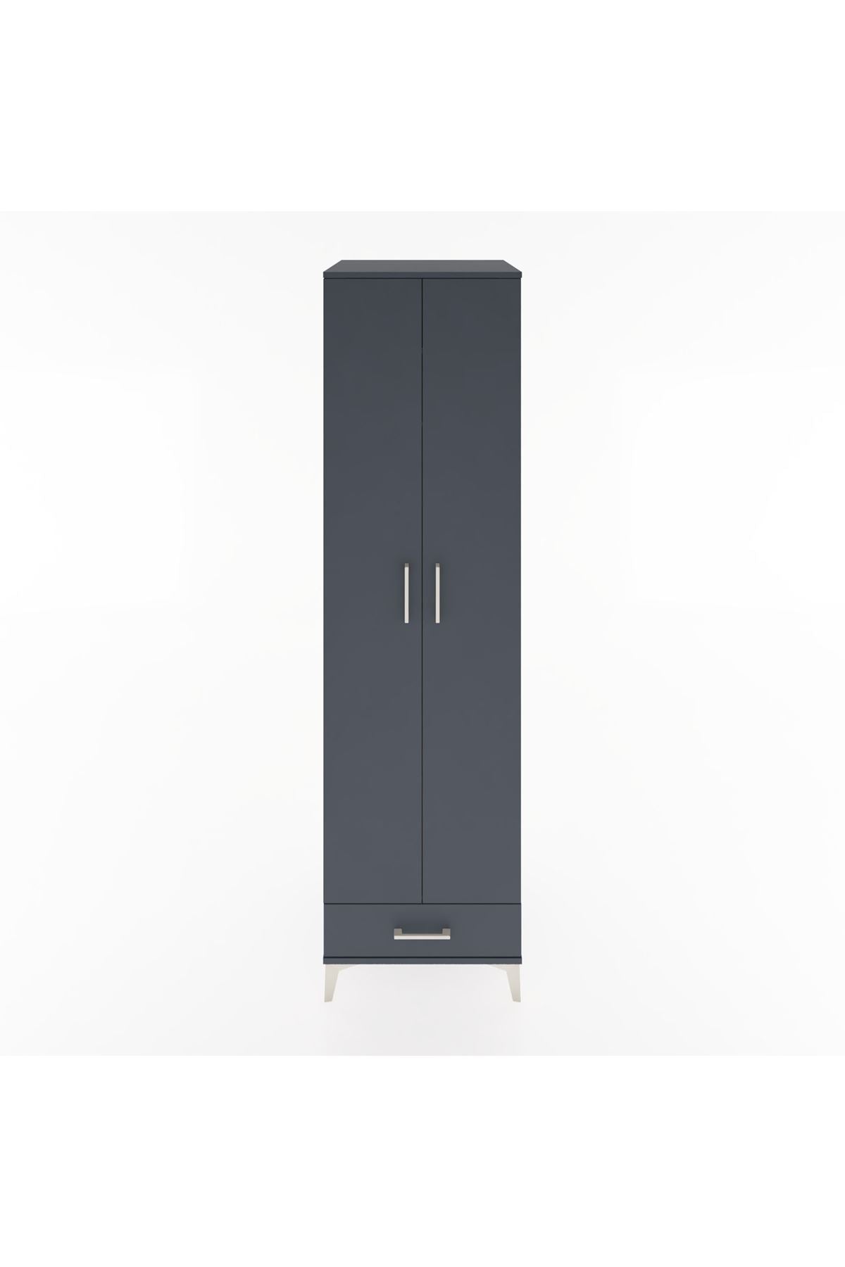 Hyperion Dolap 3 Raflı Tek Çekmeceli Tek Askılı 60x44x195 Antrasit-Antrasit