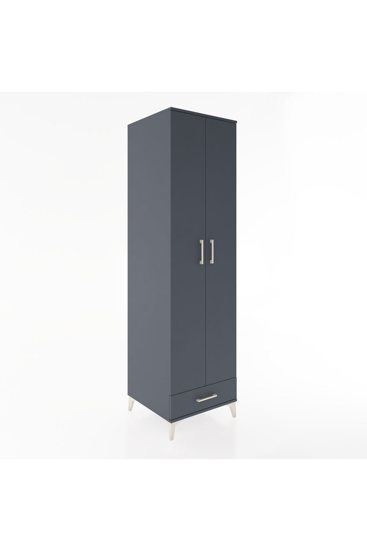 Hyperion Dolap 3 Raflı Tek Çekmeceli Tek Askılı 60x44x195 Antrasit-Antrasit