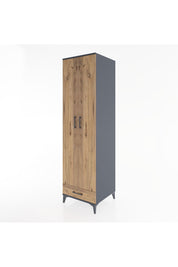 Hyperion Dolap 3 Raflı Tek Çekmeceli Tek Askılı 60x44x195 Antrasit-Çam