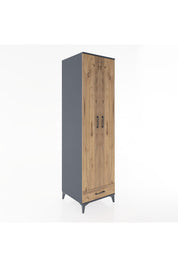 Hyperion Dolap 3 Raflı Tek Çekmeceli Tek Askılı 60x44x195 Antrasit-Çam