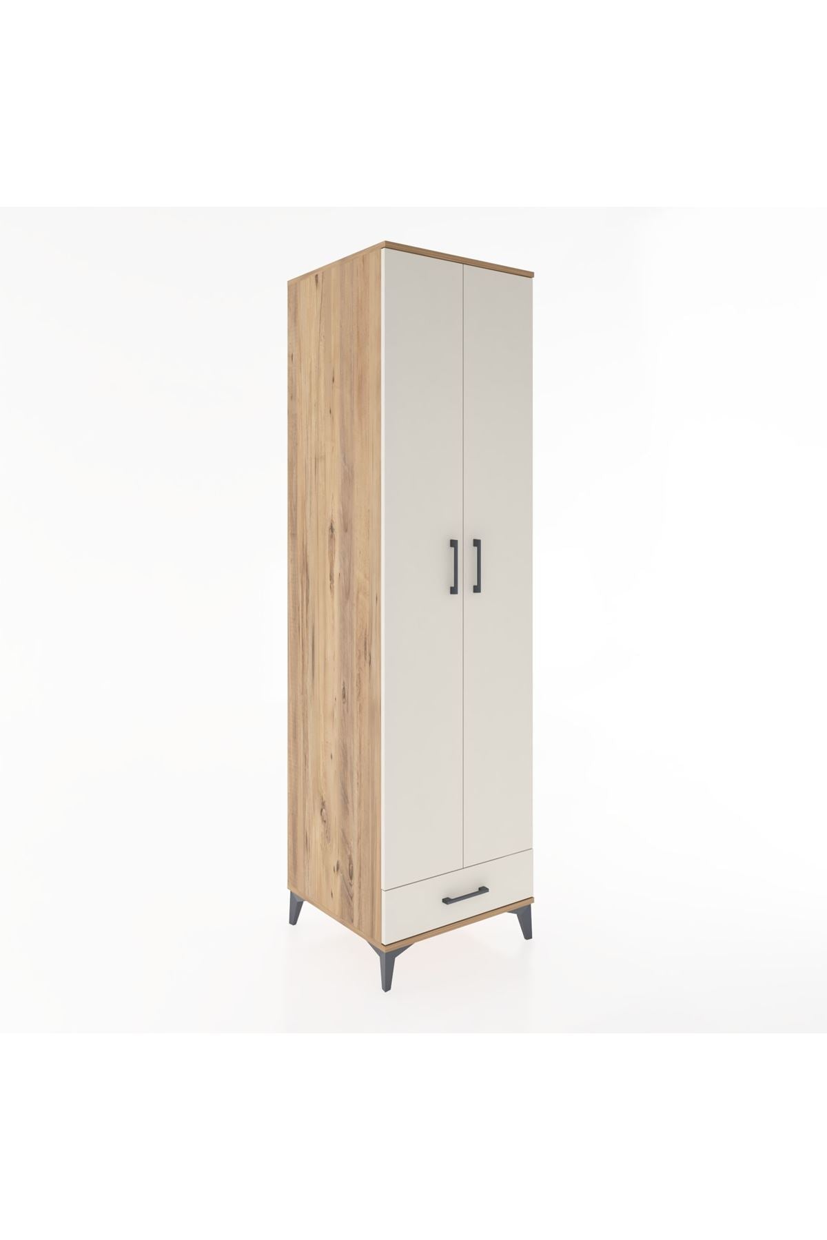 Hyperion Dolap 3 Raflı Tek Çekmeceli Tek Askılı 60x44x195 Çam-Aytaşı