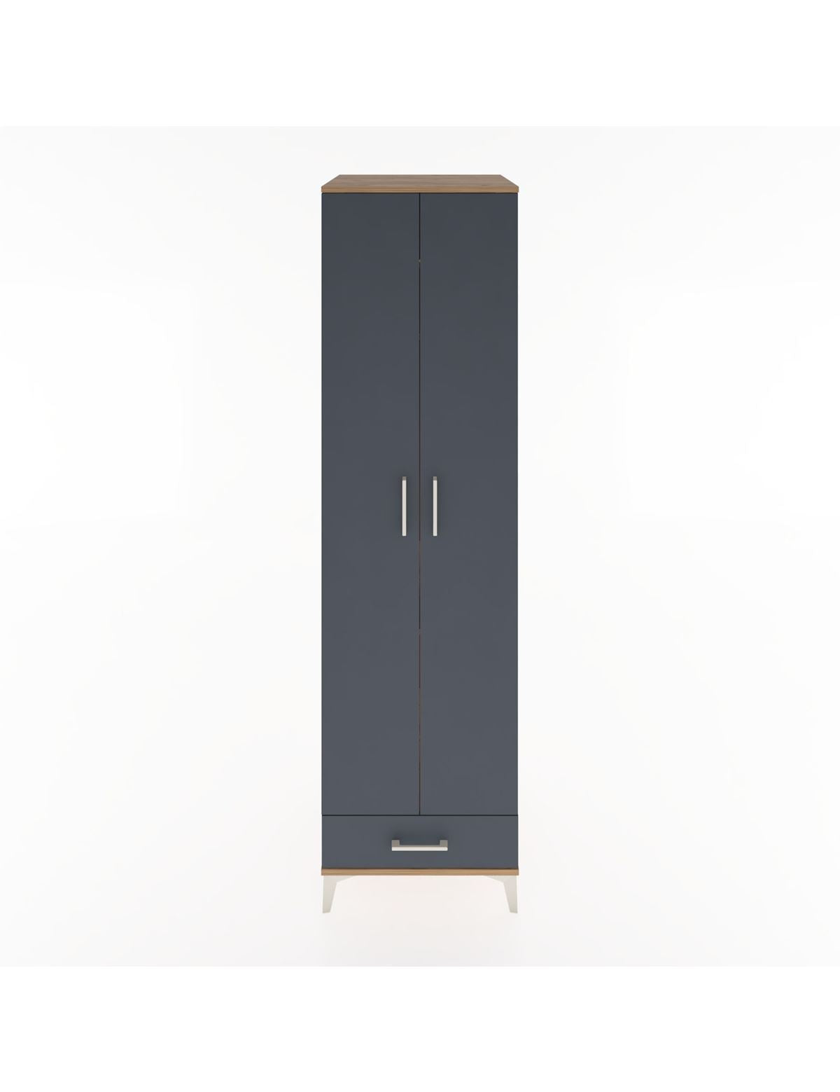 Hyperion Dolap 3 Raflı Tek Çekmeceli Tek Askılı 60x44x195 Çam-Antrasit