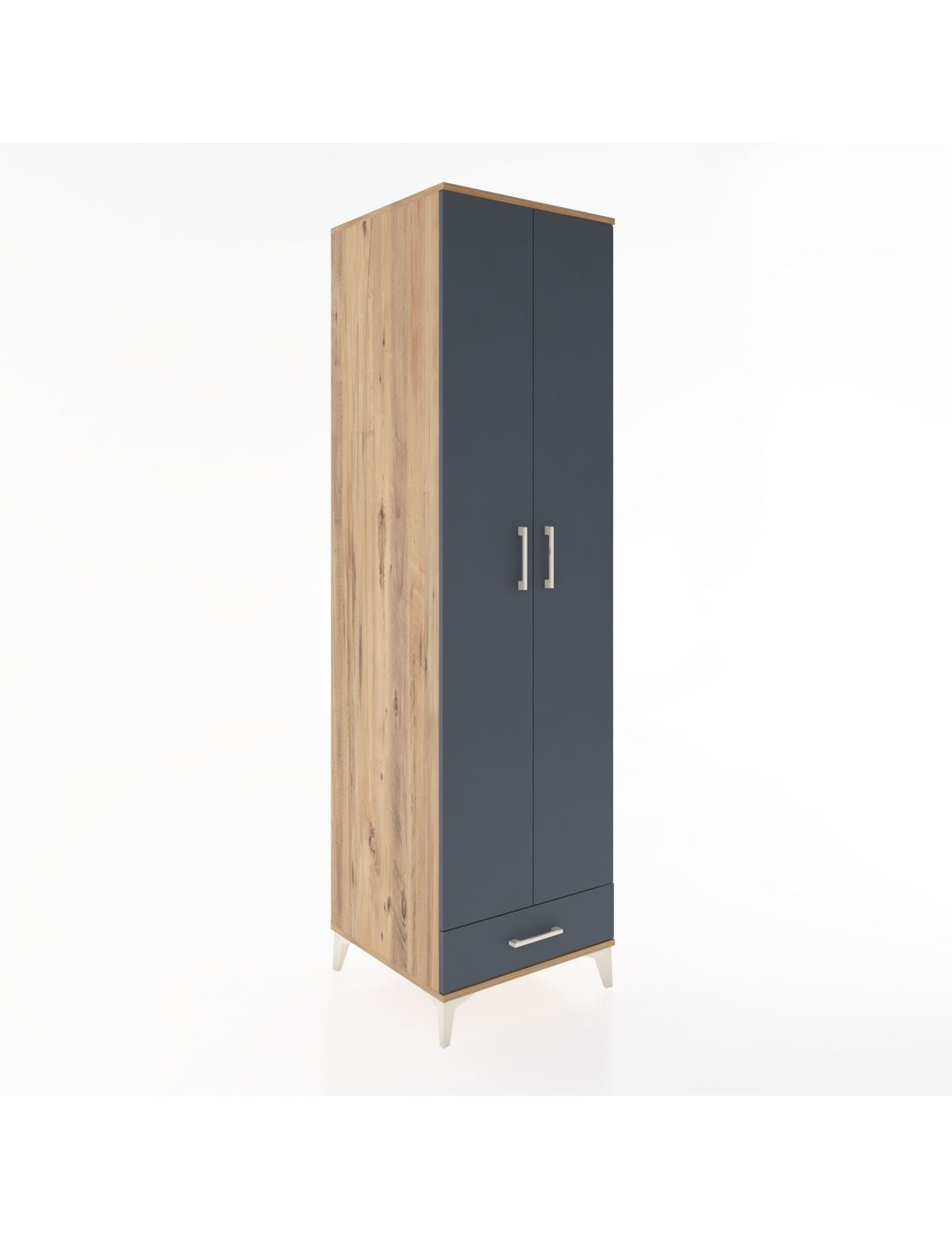 Hyperion Dolap 3 Raflı Tek Çekmeceli Tek Askılı 60x44x195 Çam-Antrasit