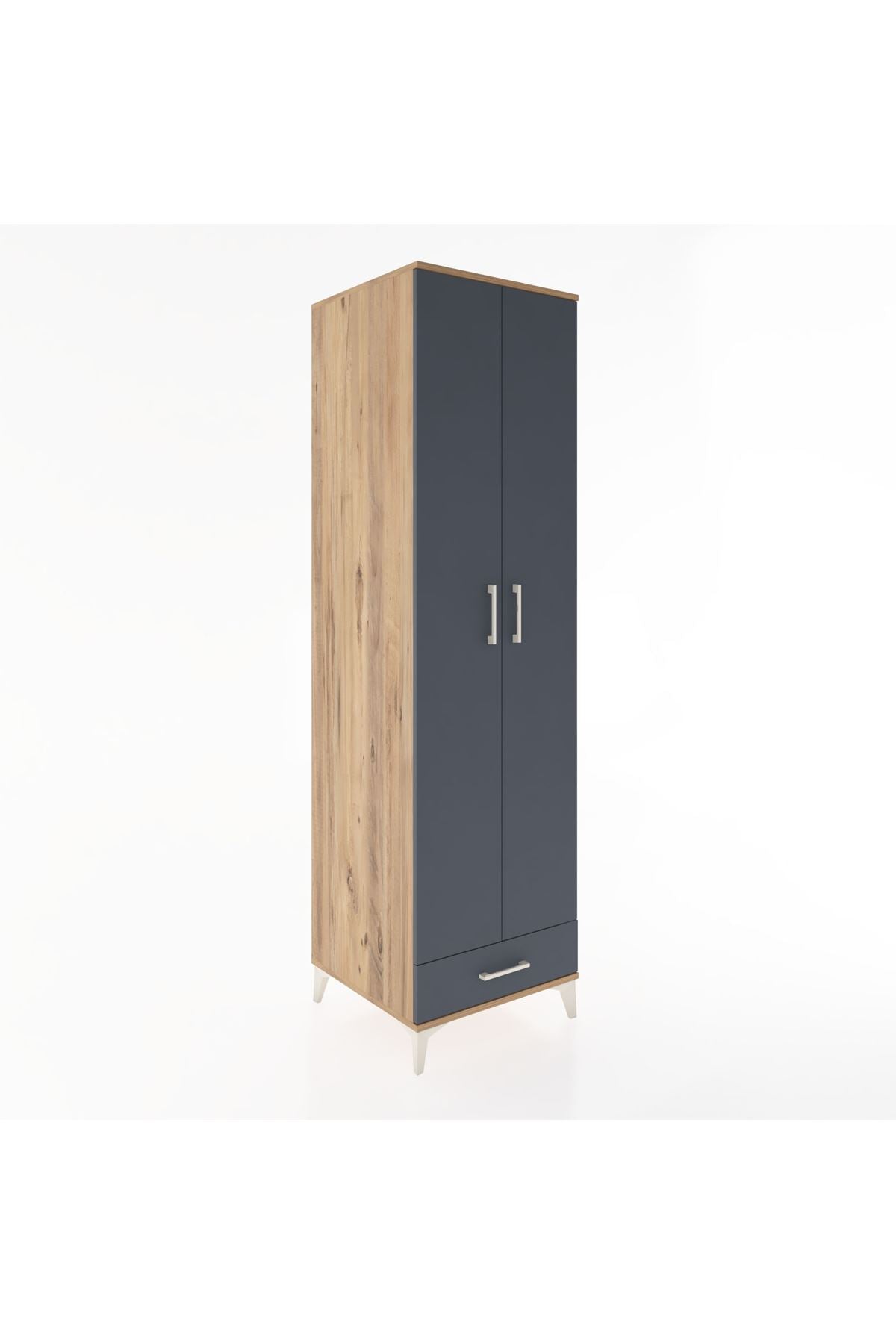 Hyperion Dolap 3 Raflı Tek Çekmeceli Tek Askılı 60x44x195 Çam-Antrasit