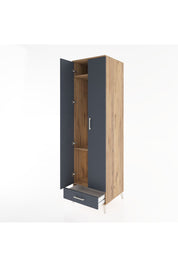 Hyperion Dolap 3 Raflı Tek Çekmeceli Tek Askılı 60x44x195 Çam-Antrasit