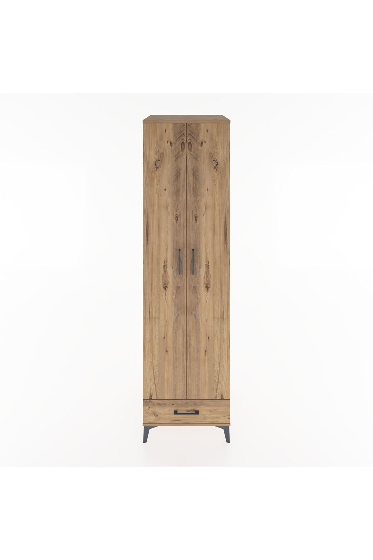Hyperion Dolap 3 Raflı Tek Çekmeceli Tek Askılı 60x44x195 Çam-Çam