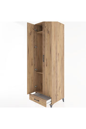 Hyperion Dolap 3 Raflı Tek Çekmeceli Tek Askılı 60x44x195 Çam-Çam