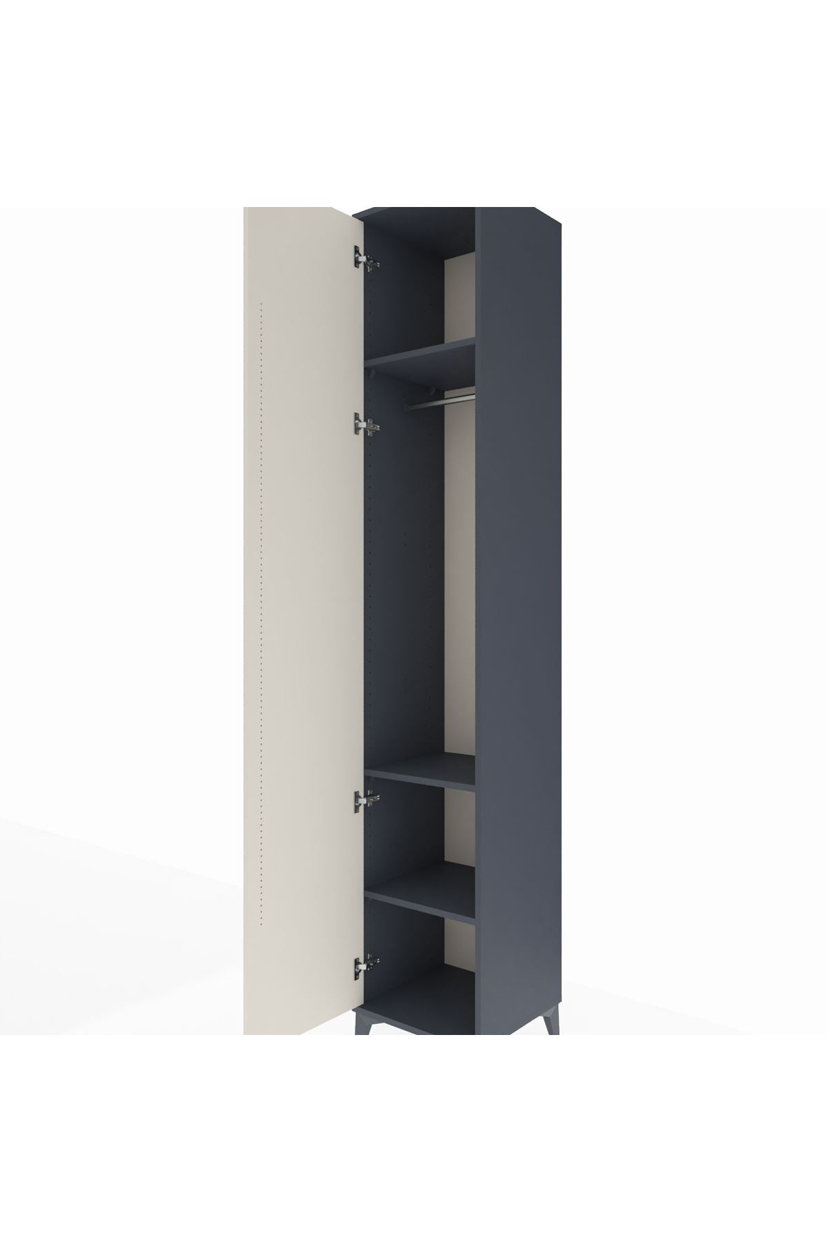Hyperion Dolap 3 Raflı Tek Kapaklı Tek Askılı 44x44x243 Antrasit-Aytaşı