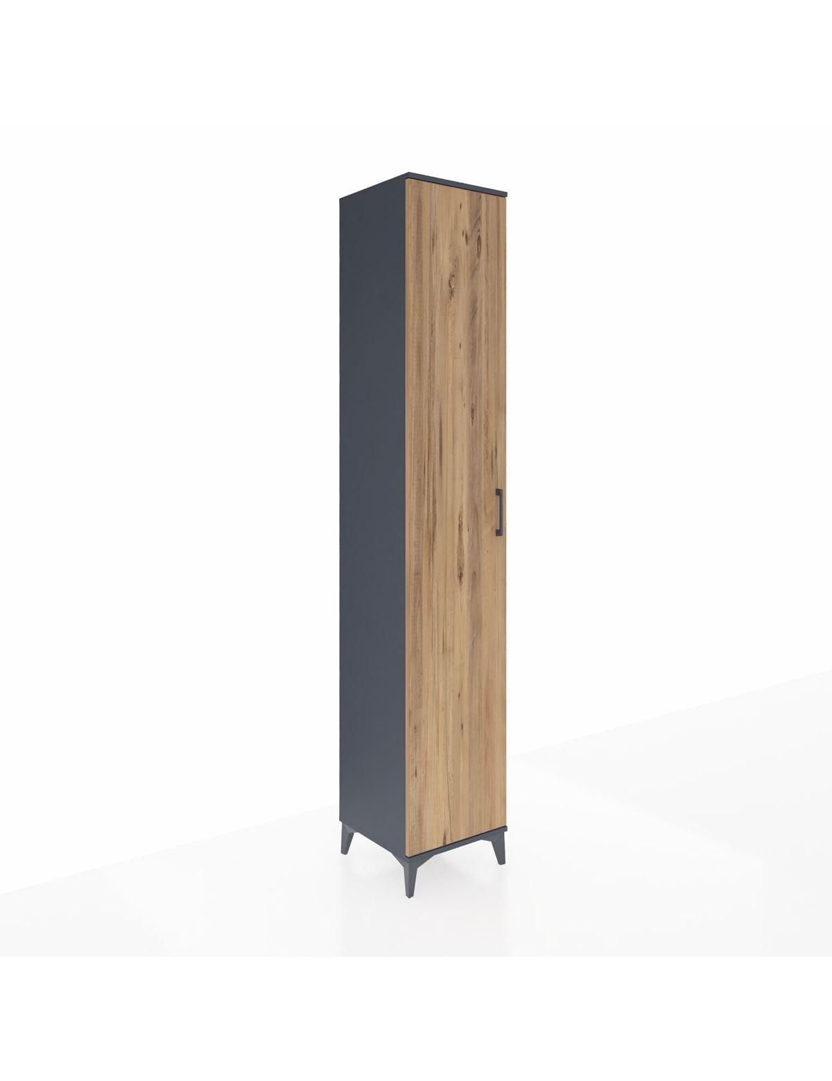 Hyperion Dolap 3 Raflı Tek Kapaklı Tek Askılı 44x44x243 Antrasit-Çam