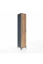 Hyperion Dolap 3 Raflı Tek Kapaklı Tek Askılı 44x44x243 Antrasit-Çam