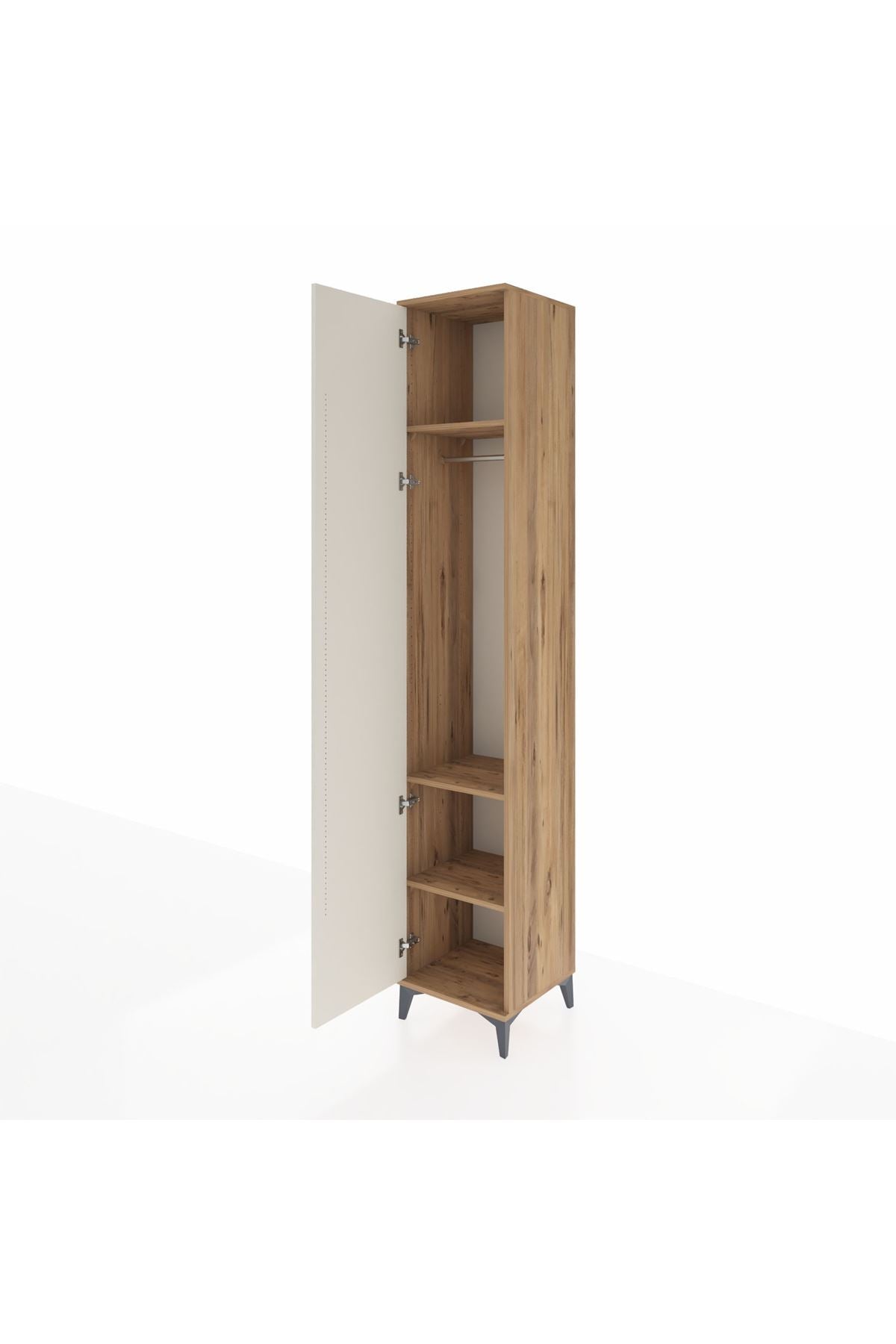 Hyperion Dolap 3 Raflı Tek Kapaklı Tek Askılı 44x44x243 Çam-Aytaşı