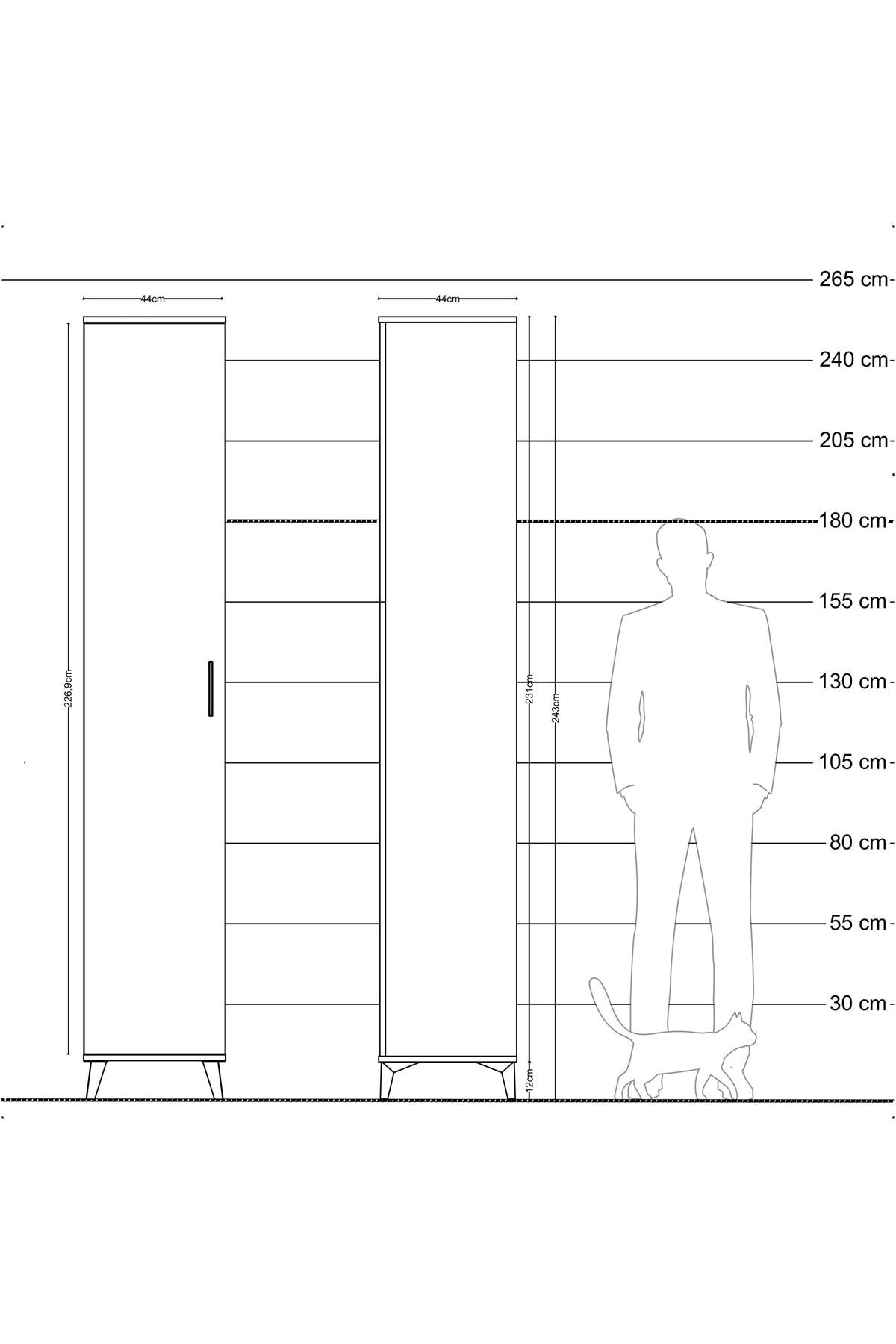 Hyperion Dolap 3 Raflı Tek Kapaklı Tek Askılı 44x44x243 Çam-Çam