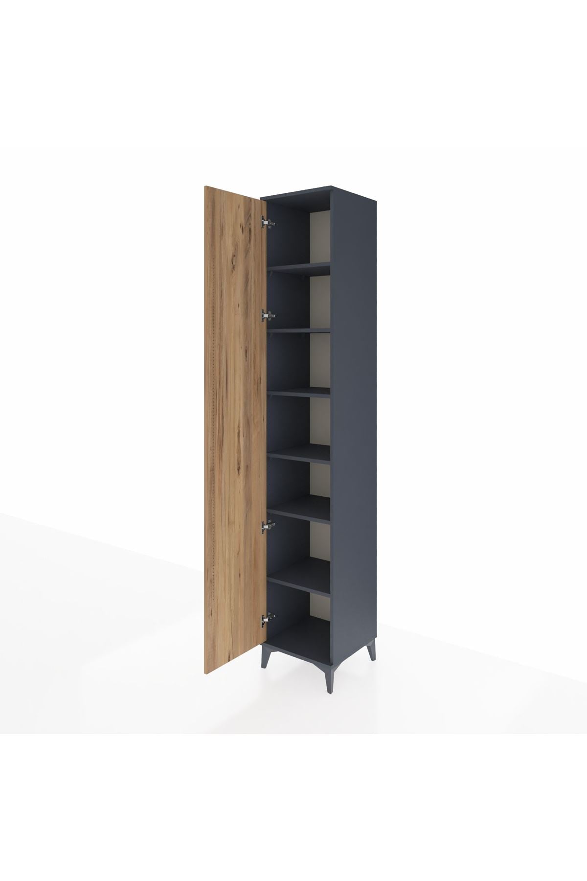 Hyperion Dolap 6 Raflı Tek Kapaklı 44x44x243 Antrasit-Çam