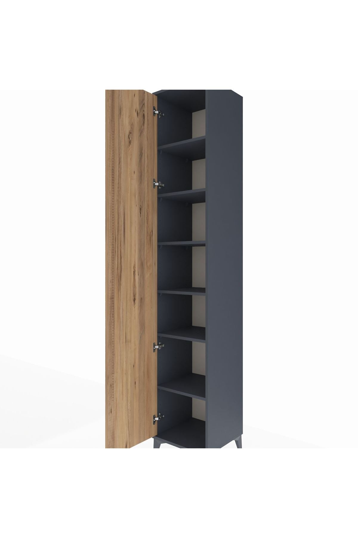 Hyperion Dolap 6 Raflı Tek Kapaklı 44x44x243 Antrasit-Çam