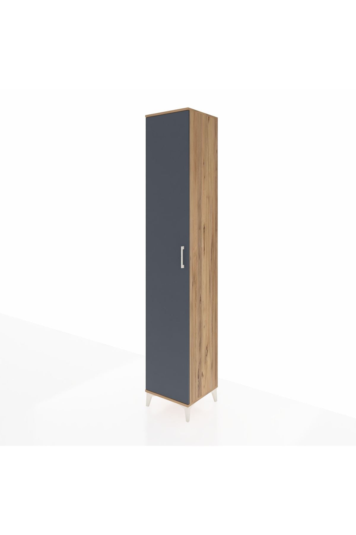 Hyperion Dolap 6 Raflı Tek Kapaklı 44x44x243 Çam-Antrasit