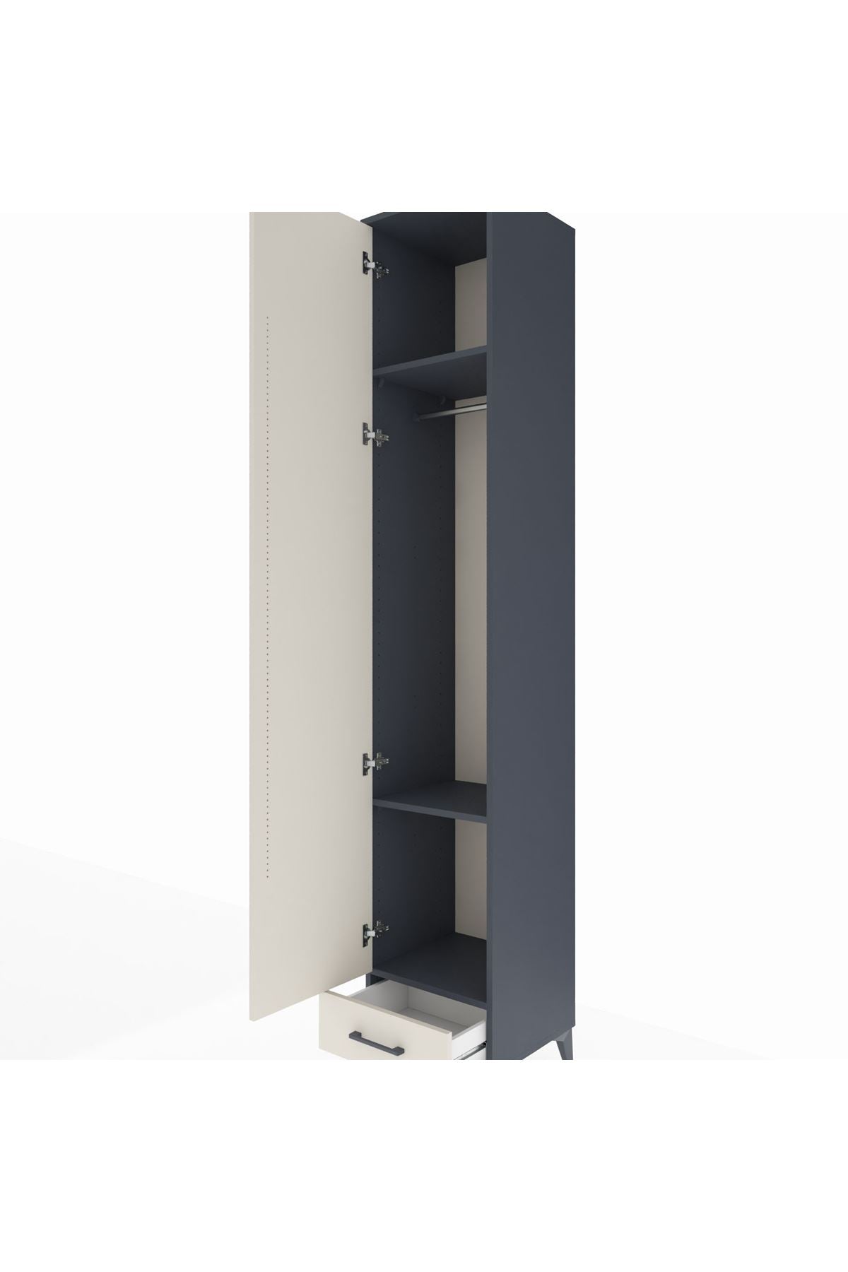 Hyperion Dolap 3 Raflı Tek Çekmeceli Tek Askılı 44x44x243 Antrasit-Aytaşı