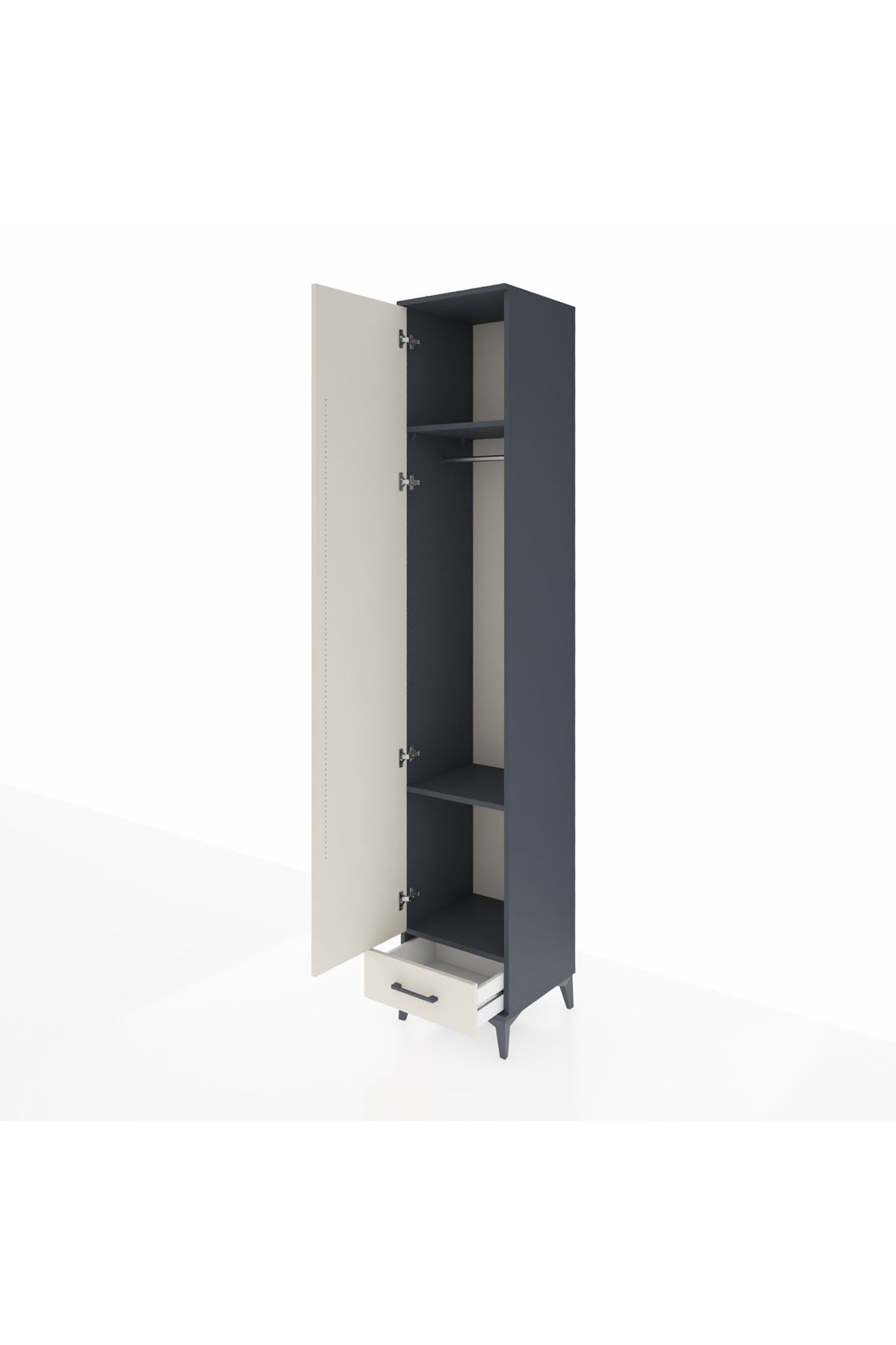 Hyperion Dolap 3 Raflı Tek Çekmeceli Tek Askılı 44x44x243 Antrasit-Aytaşı
