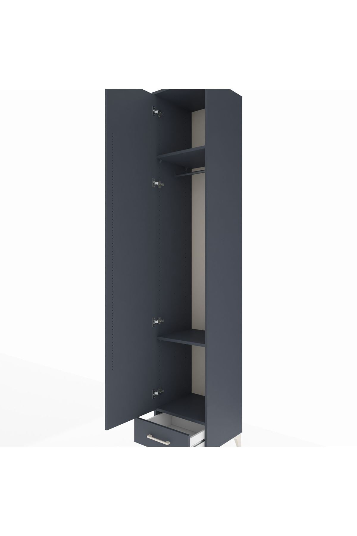 Hyperion Dolap 3 Raflı Tek Çekmeceli Tek Askılı 44x44x243 Antrasit-Antrasit