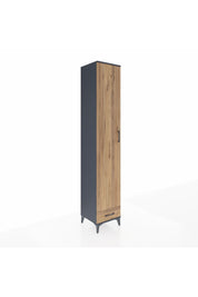 Hyperion Dolap 3 Raflı Tek Çekmeceli Tek Askılı 44x44x243 Antrasit-Çam