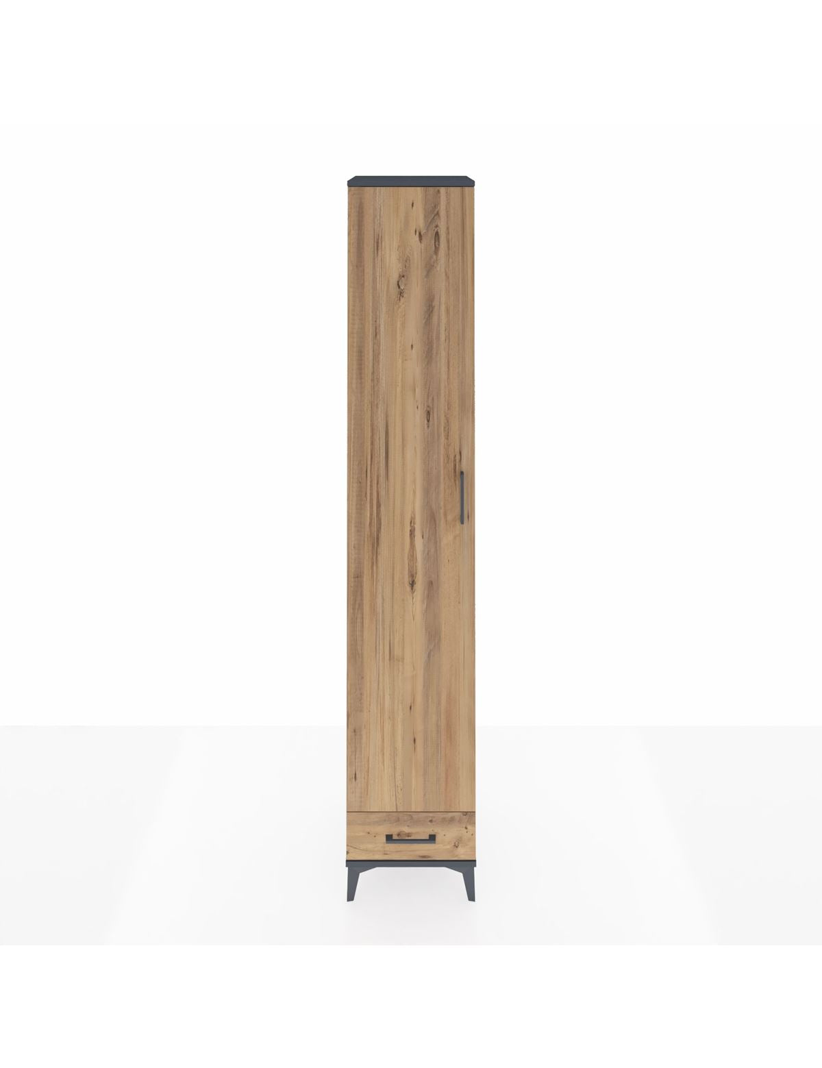 Hyperion Dolap 3 Raflı Tek Çekmeceli Tek Askılı 44x44x243 Antrasit-Çam