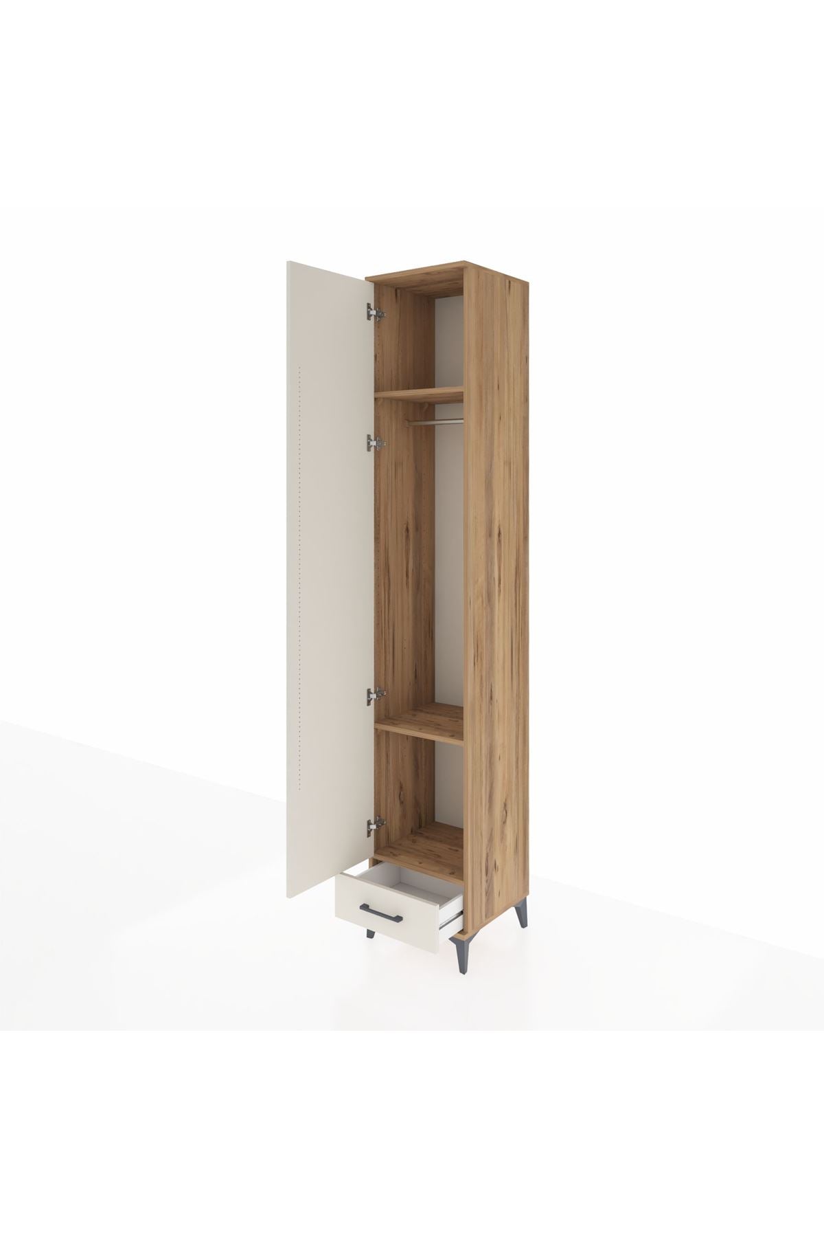 Hyperion Dolap 3 Raflı Tek Çekmeceli Tek Askılı 44x44x243 Çam-Aytaşı