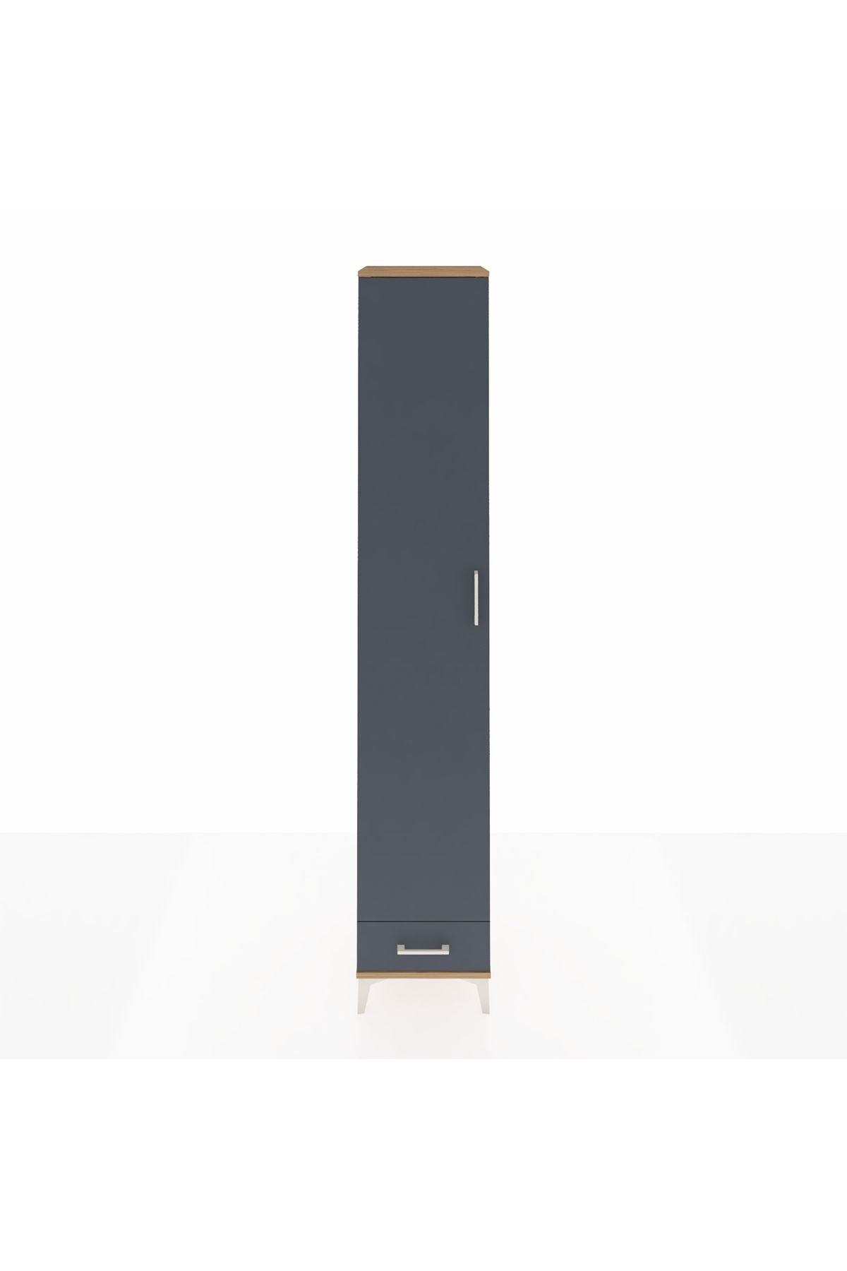 Hyperion Dolap 3 Raflı Tek Çekmeceli Tek Askılı 44x44x243 Çam-Antrasit