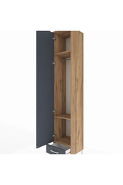 Hyperion Dolap 3 Raflı Tek Çekmeceli Tek Askılı 44x44x243 Çam-Antrasit