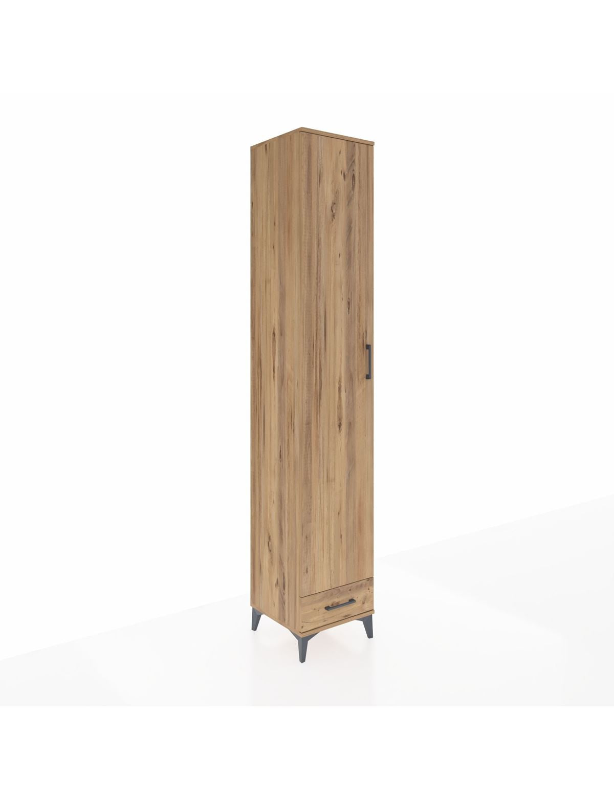 Hyperion Dolap 3 Raflı Tek Çekmeceli Tek Askılı 44x44x243 Çam-Çam