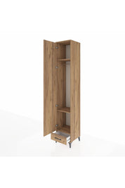 Hyperion Dolap 3 Raflı Tek Çekmeceli Tek Askılı 44x44x243 Çam-Çam