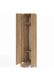 Hyperion Dolap 3 Raflı Tek Çekmeceli Tek Askılı 44x44x243 Çam-Çam