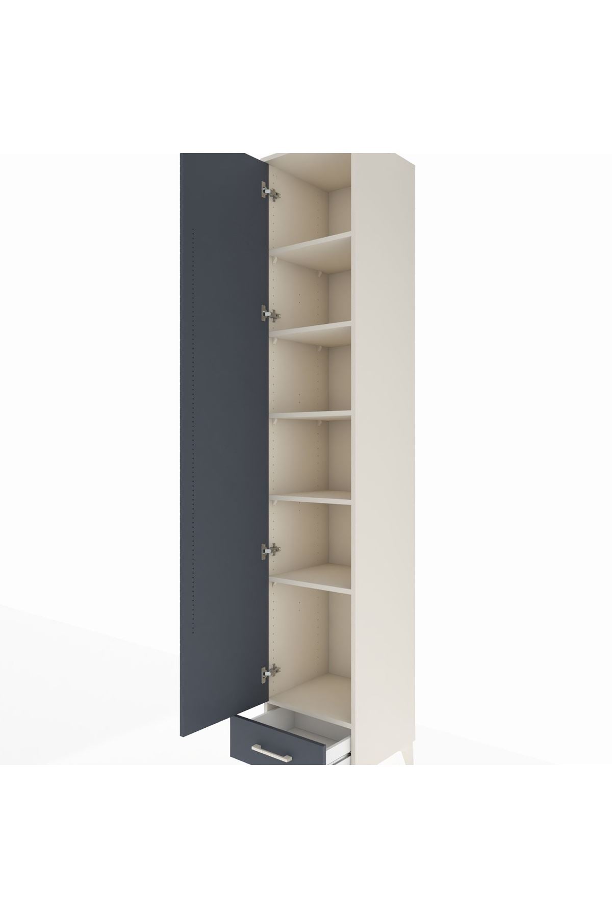 Hyperion Dolap 6 Raflı Tek Çekmeceli Tek Kapaklı 44x44x243 Aytaşı-Antrasit