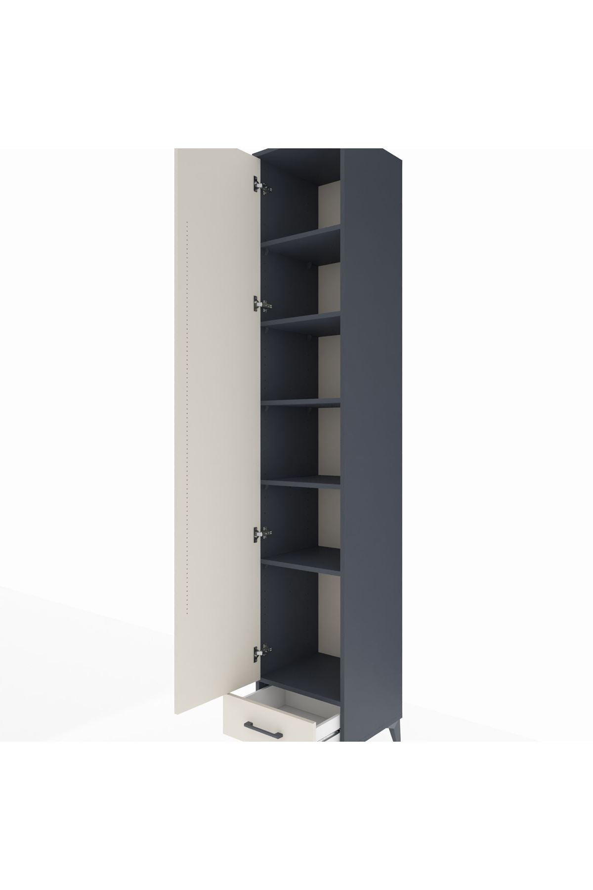 Hyperion Dolap 6 Raflı Tek Çekmeceli Tek Kapaklı 44x44x243 Antrasit-Aytaşı