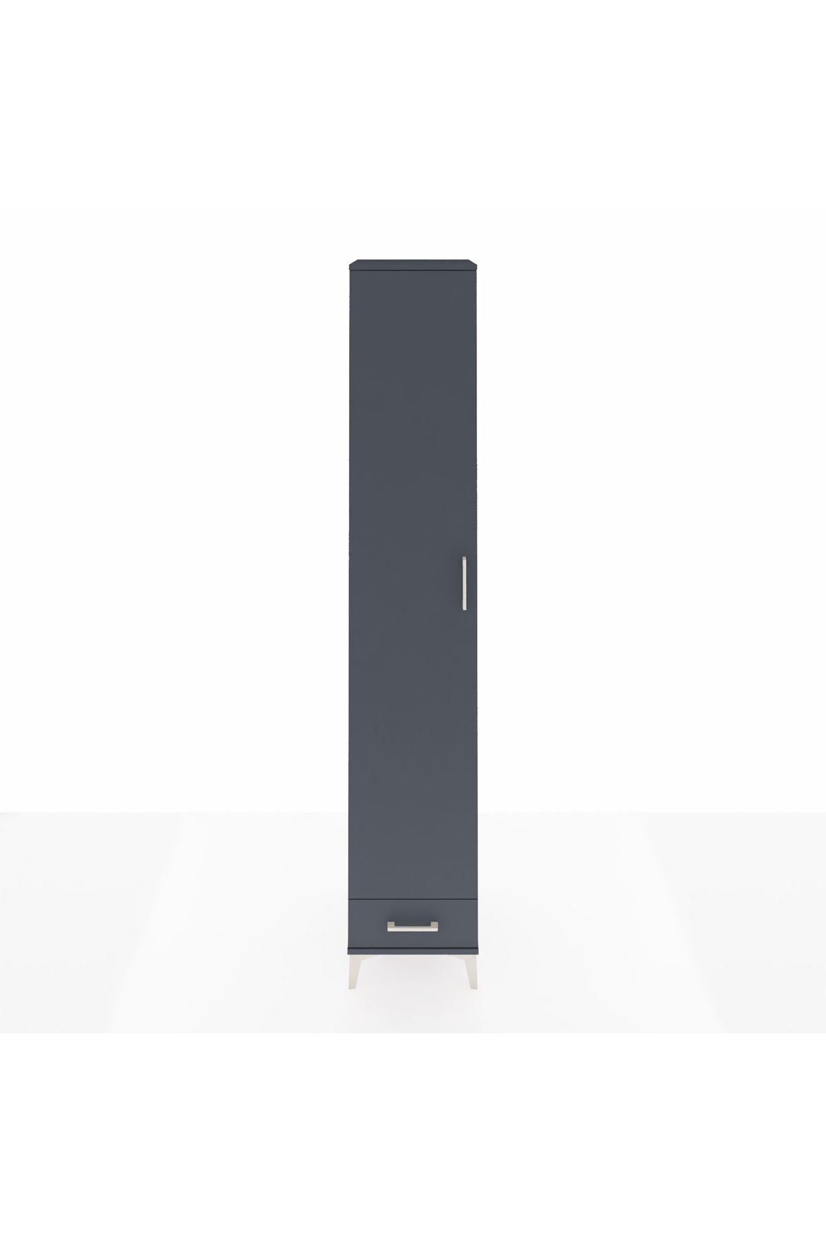 Hyperion Dolap 6 Raflı Tek Çekmeceli Tek Kapaklı 44x44x243 Antrasit-Antrasit