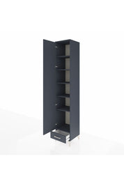 Hyperion Dolap 6 Raflı Tek Çekmeceli Tek Kapaklı 44x44x243 Antrasit-Antrasit