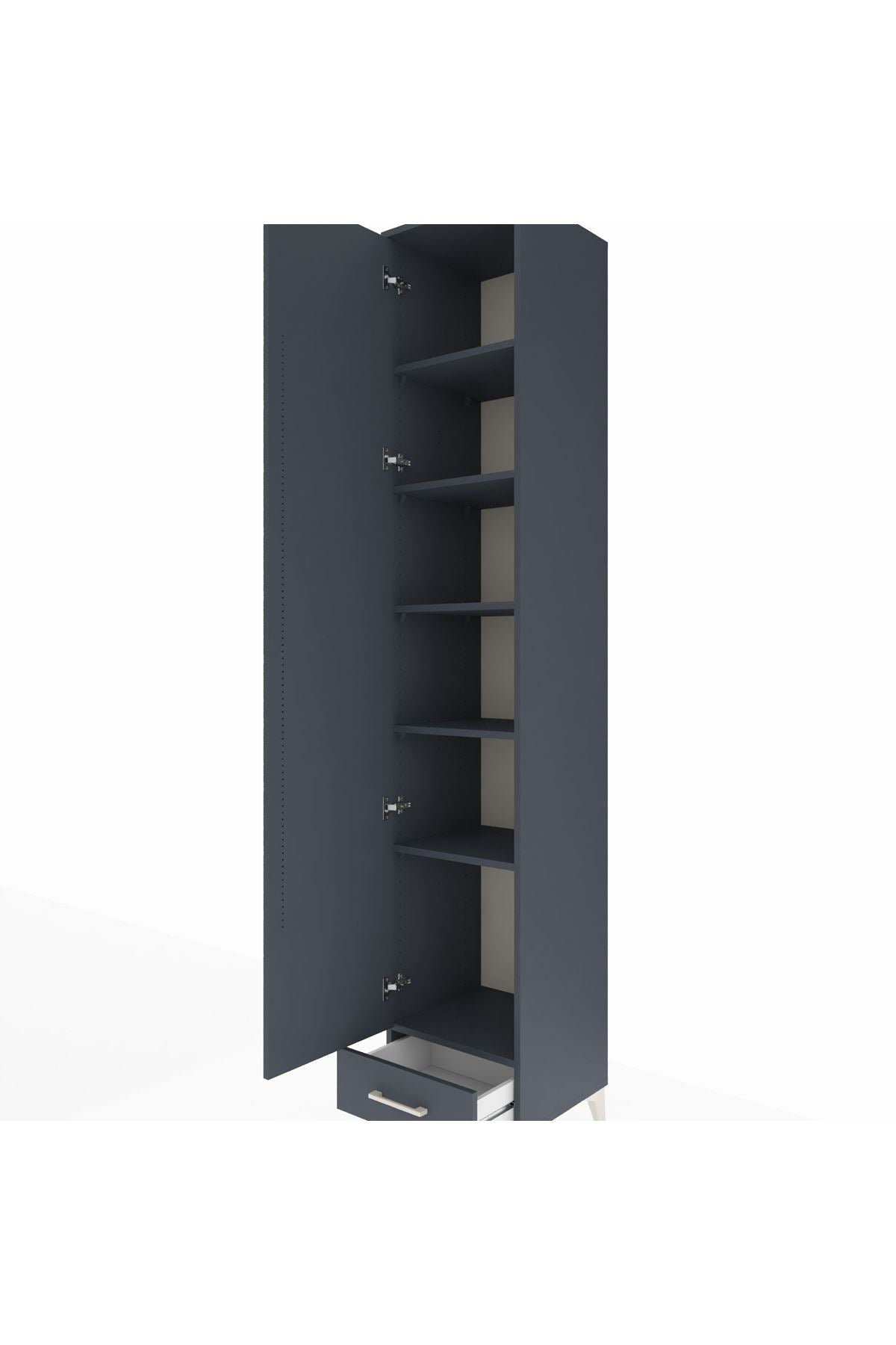 Hyperion Dolap 6 Raflı Tek Çekmeceli Tek Kapaklı 44x44x243 Antrasit-Antrasit